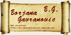 Borjana Gavranović vizit kartica